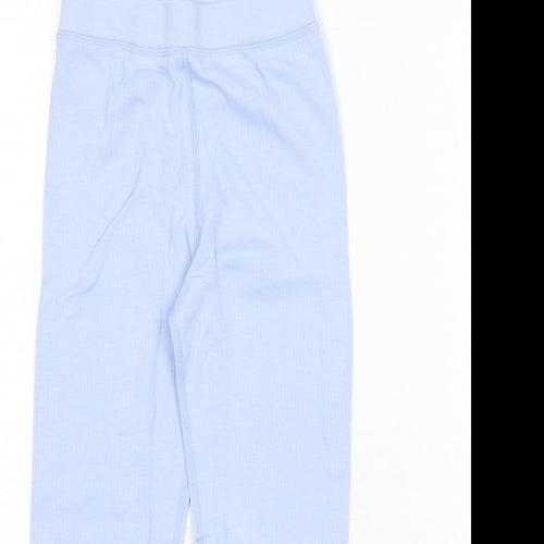 Marks and Spencer Girls Blue Cotton Jogger Trousers Size 5-6 Years Regular Pullover - Thermal
