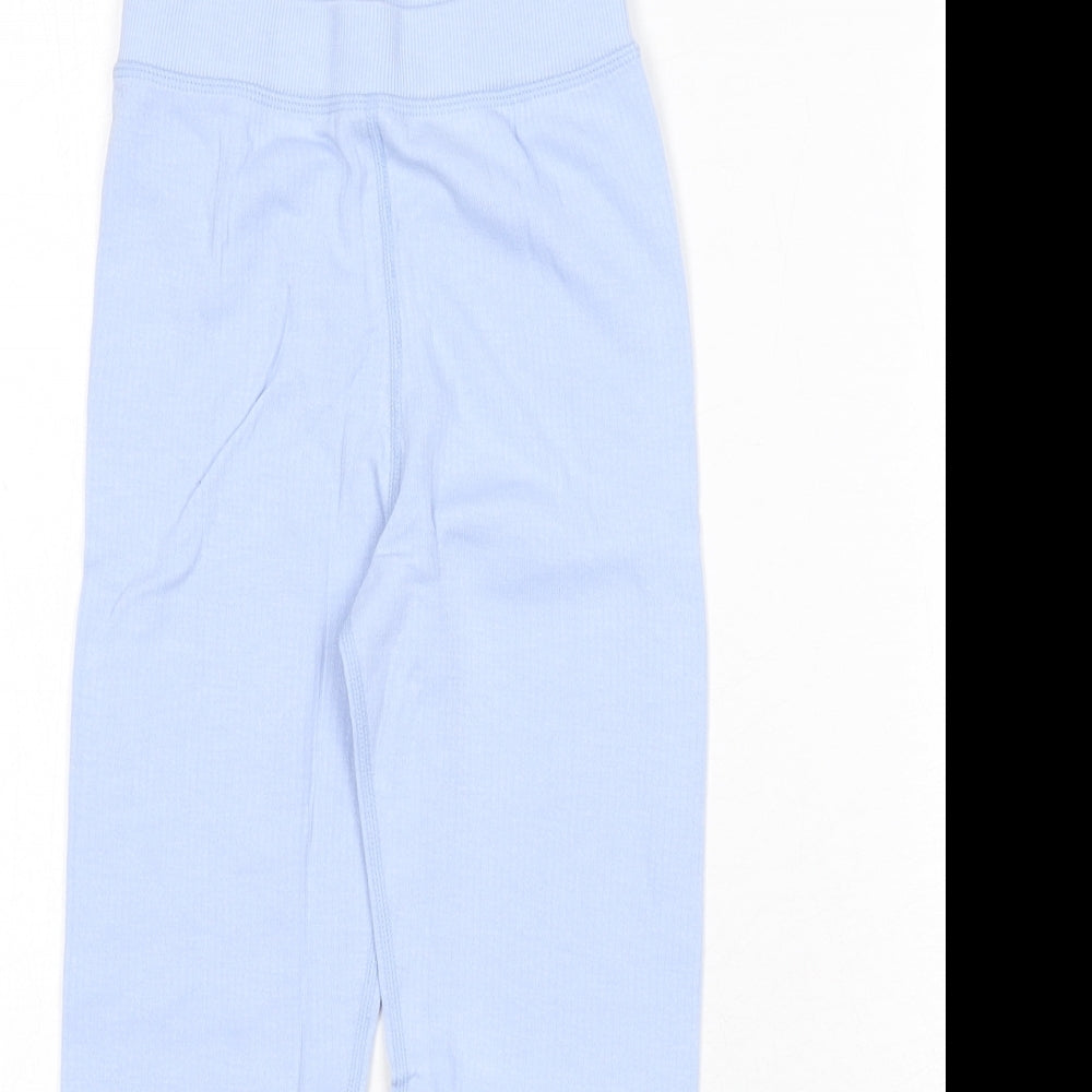 Marks and Spencer Girls Blue Cotton Jogger Trousers Size 5-6 Years Regular Pullover - Thermal