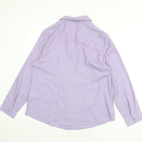 EWM Womens Purple Polyester Basic Button-Up Size 16 Collared
