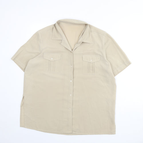 Berkertex Womens Beige Polyester Basic Button-Up Size 18 Collared