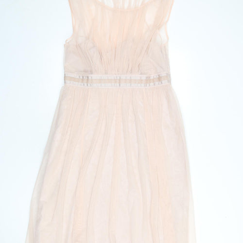 Debut Womens Pink Polyester A-Line Size 16 Round Neck Zip - Mesh Overlay