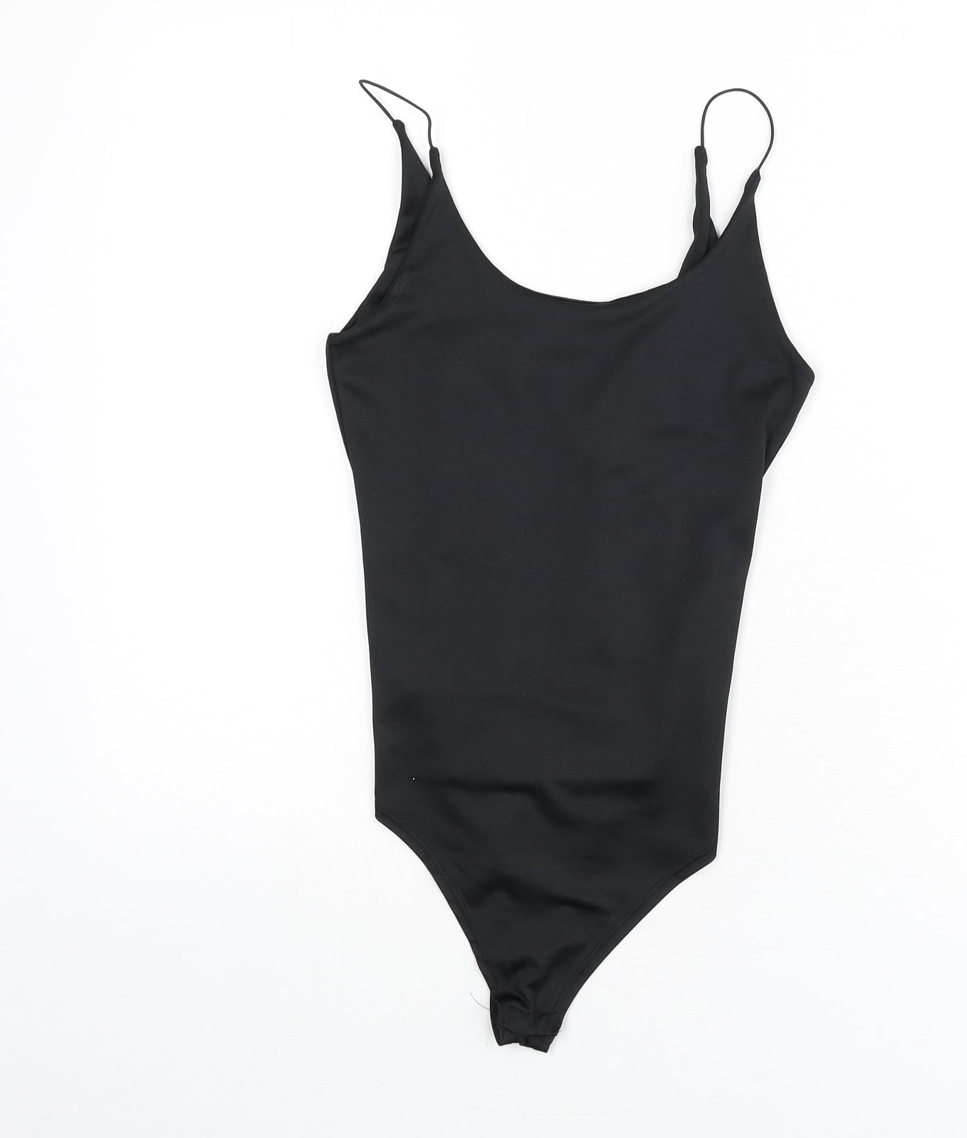 Amisu Womens Black Polyester Bodysuit One-Piece Size S Snap