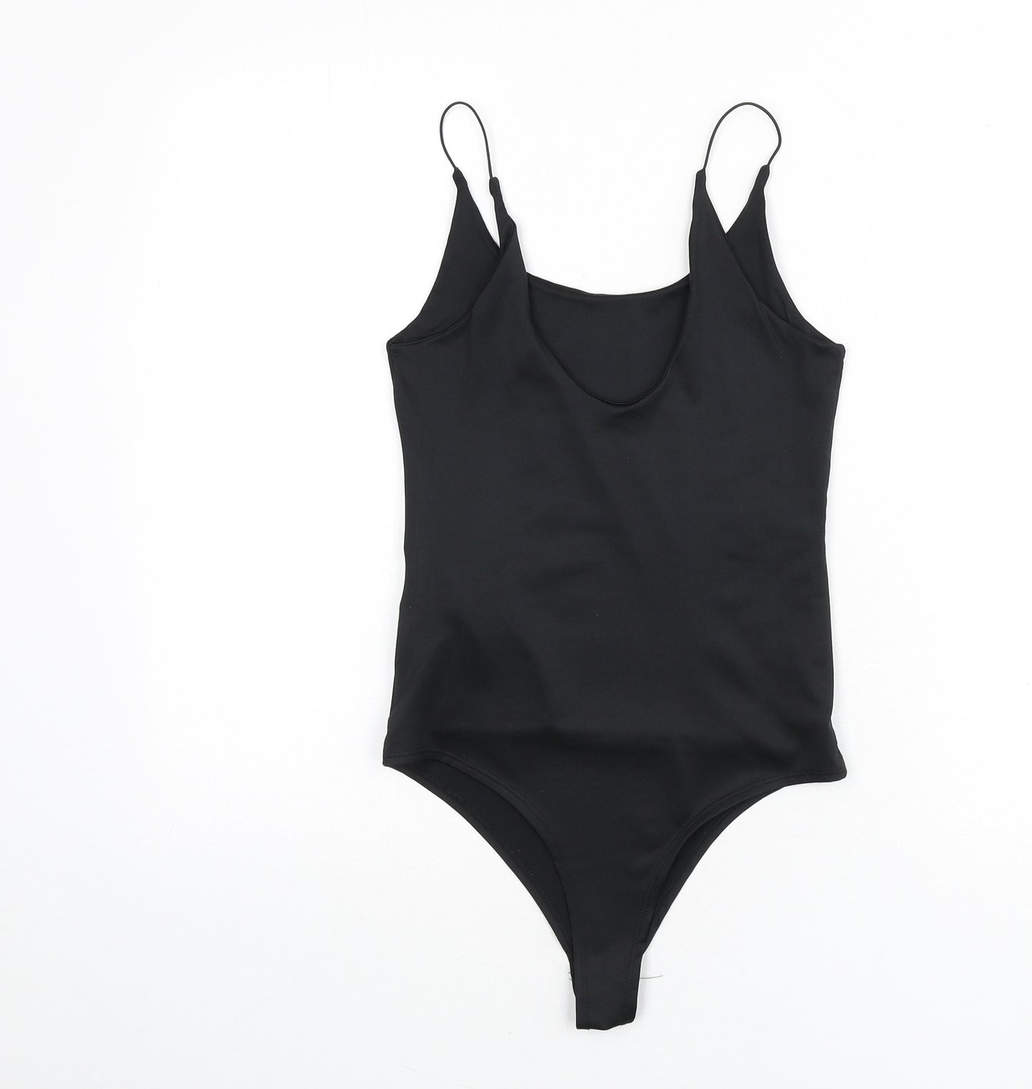 Amisu Womens Black Polyester Bodysuit One-Piece Size S Snap