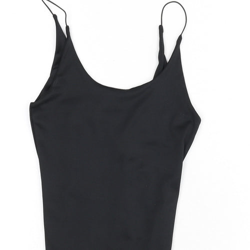 Amisu Womens Black Polyester Bodysuit One-Piece Size S Snap