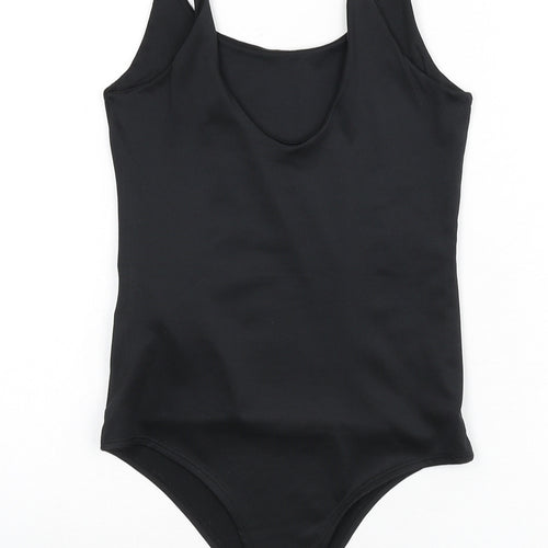 Amisu Womens Black Polyester Bodysuit One-Piece Size S Snap