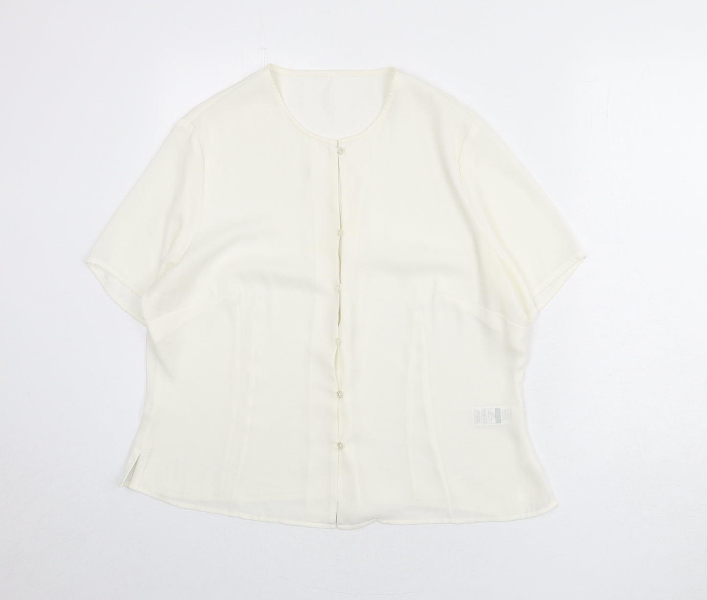 St Michael Womens Ivory Polyester Basic Button-Up Size 20 Round Neck - Lace Trim