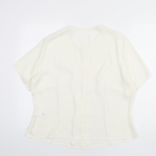 St Michael Womens Ivory Polyester Basic Button-Up Size 20 Round Neck - Lace Trim