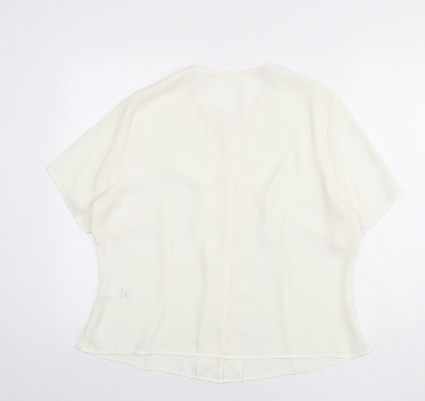 St Michael Womens Ivory Polyester Basic Button-Up Size 20 Round Neck - Lace Trim
