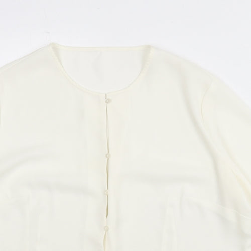 St Michael Womens Ivory Polyester Basic Button-Up Size 20 Round Neck - Lace Trim