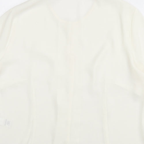 St Michael Womens Ivory Polyester Basic Button-Up Size 20 Round Neck - Lace Trim