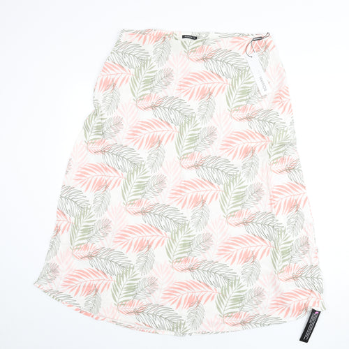 Roman Womens Multicoloured Geometric Linen Flare Skirt Size 14 - Leaf Print