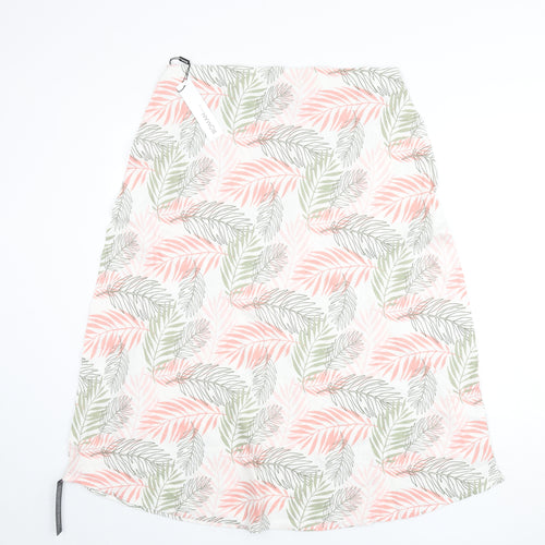 Roman Womens Multicoloured Geometric Linen Flare Skirt Size 14 - Leaf Print