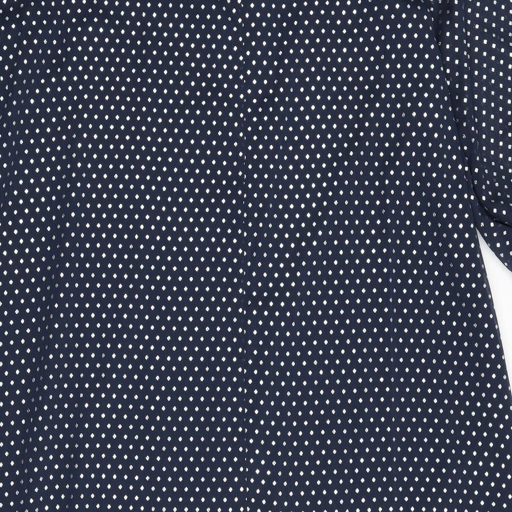 Marks and Spencer Womens Blue Polka Dot Polyester A-Line Size 10 Round Neck Tie