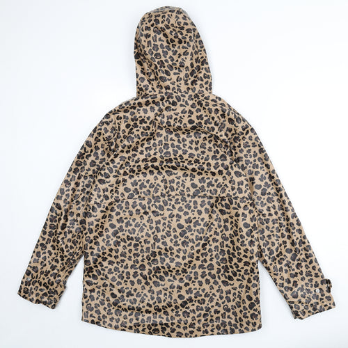 Marks and Spencer Womens Beige Animal Print Rain Coat Coat Size 14 Zip - Leopard Print