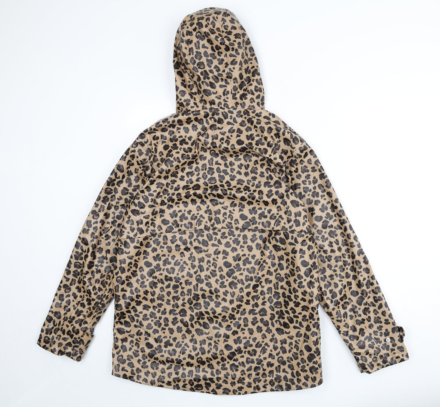 Marks and Spencer Womens Beige Animal Print Rain Coat Coat Size 14 Zip - Leopard Print