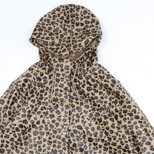 Marks and Spencer Womens Beige Animal Print Rain Coat Coat Size 14 Zip - Leopard Print