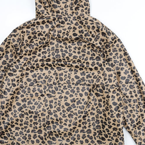 Marks and Spencer Womens Beige Animal Print Rain Coat Coat Size 14 Zip - Leopard Print