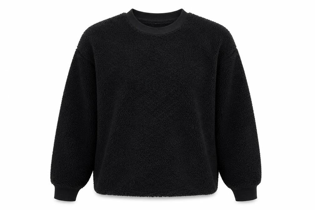 Front view of Marks & Spencer women’s black polyester pullover sweatshirt, size L, pullover
