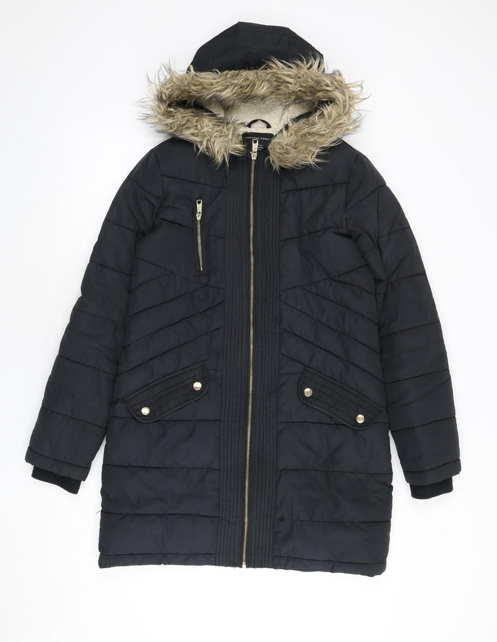 Dorothy Perkins Womens Black Parka Coat Size 8 Zip
