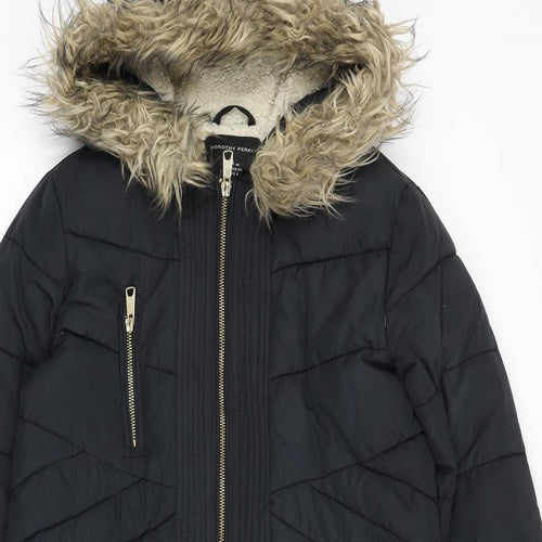 Dorothy Perkins Womens Black Parka Coat Size 8 Zip