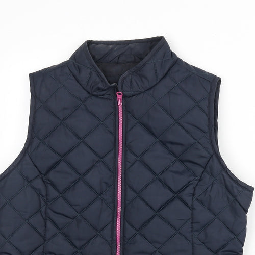 Joules Womens Blue Gilet Coat Size 12 Zip - Quilted