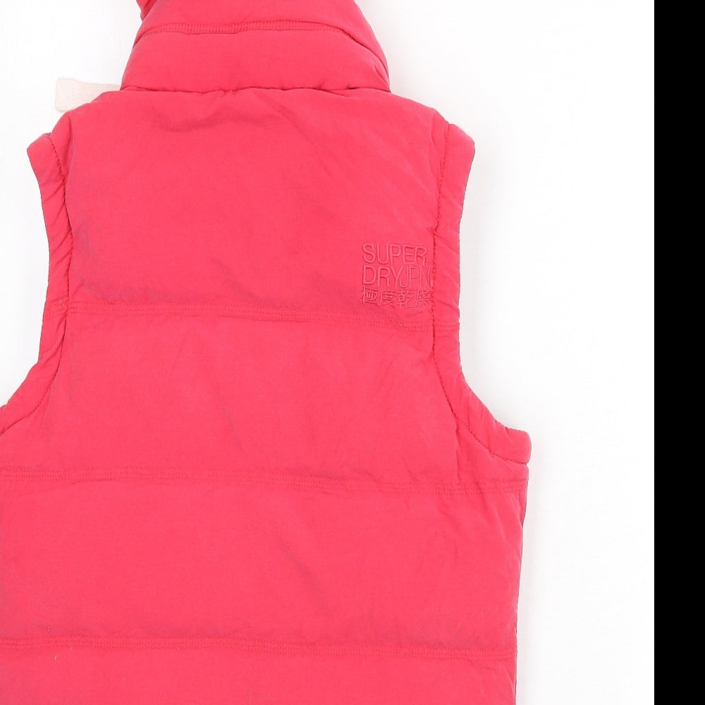 Superdry Womens Pink Gilet Coat Size S Zip