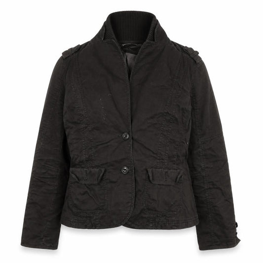 Front view of ESPRIT women’s brown jacket, size UK 16, button