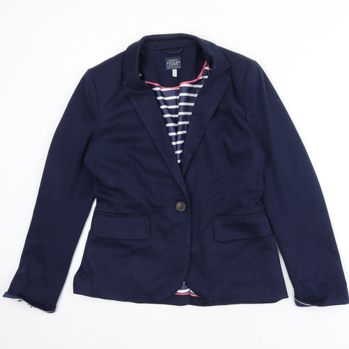 Joules Womens Blue Cotton Jacket Blazer Size 10