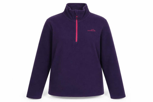 Front view of Freedom Trail women’s purple polyester pullover sweatshirt, size UK 4, zip