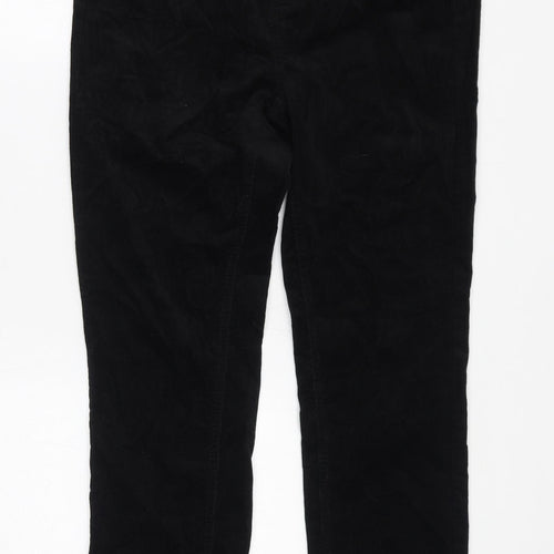 Marks and Spencer Womens Black Cotton Trousers Size 12 L30 in Regular Zip