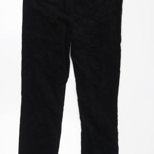 Marks and Spencer Womens Black Cotton Trousers Size 12 L30 in Regular Zip