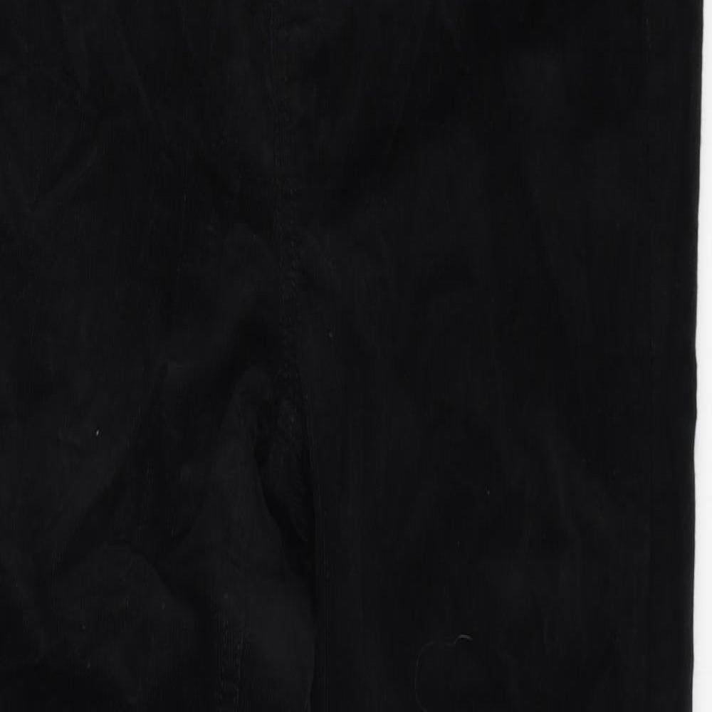 Marks and Spencer Womens Black Cotton Trousers Size 12 L30 in Regular Zip