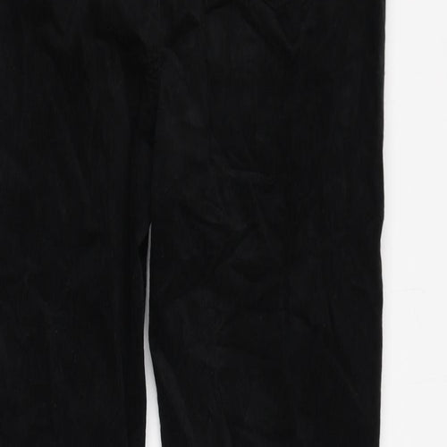 Marks and Spencer Womens Black Cotton Trousers Size 12 L30 in Regular Zip