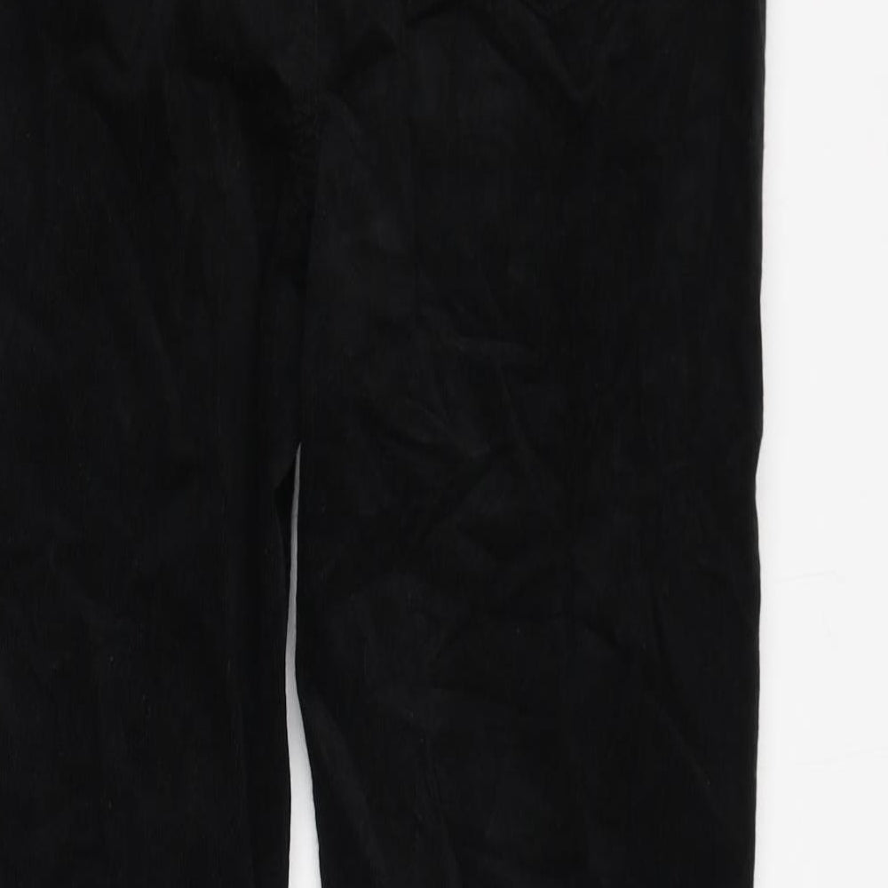 Marks and Spencer Womens Black Cotton Trousers Size 12 L30 in Regular Zip