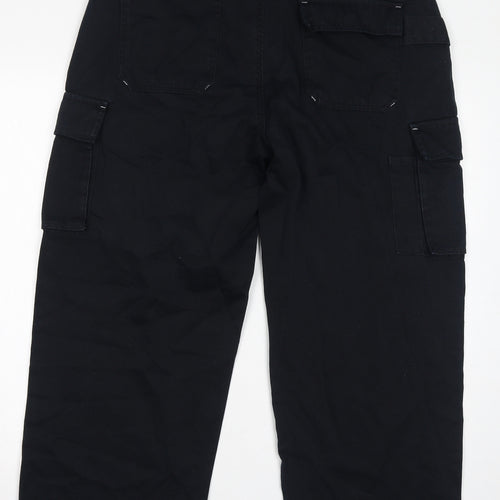 PEP&CO Mens Black Cotton Cargo Trousers Size 36 in L28 in Regular Zip