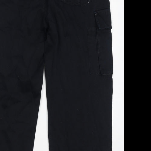 PEP&CO Mens Black Cotton Cargo Trousers Size 36 in L28 in Regular Zip