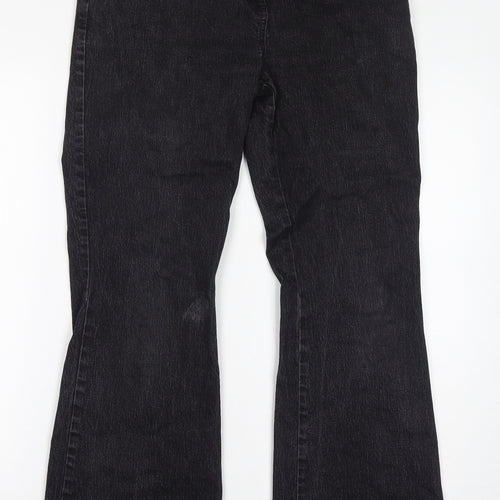 NEXT Womens Grey Cotton Bootcut Jeans Size 12 L21 in Regular Zip