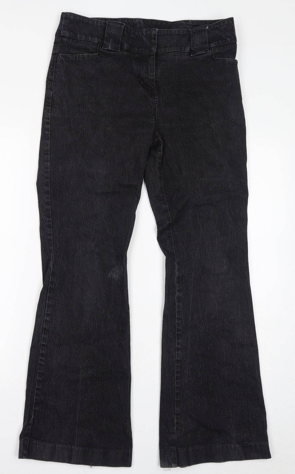 NEXT Womens Grey Cotton Bootcut Jeans Size 12 L21 in Regular Zip