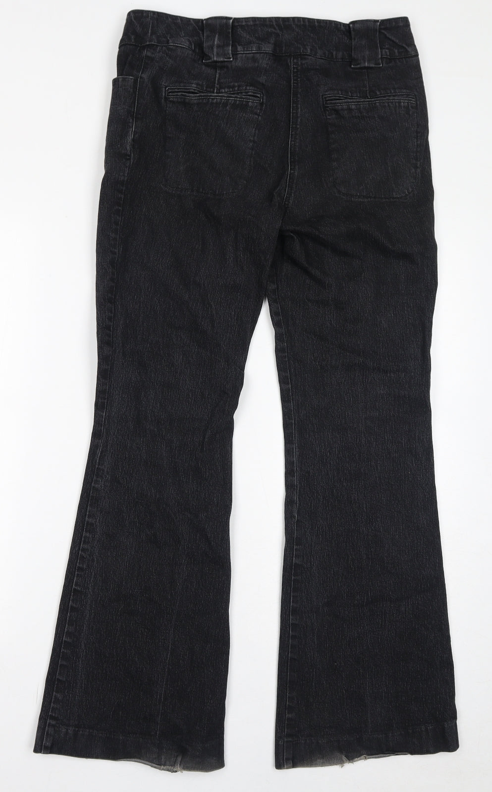 NEXT Womens Grey Cotton Bootcut Jeans Size 12 L21 in Regular Zip