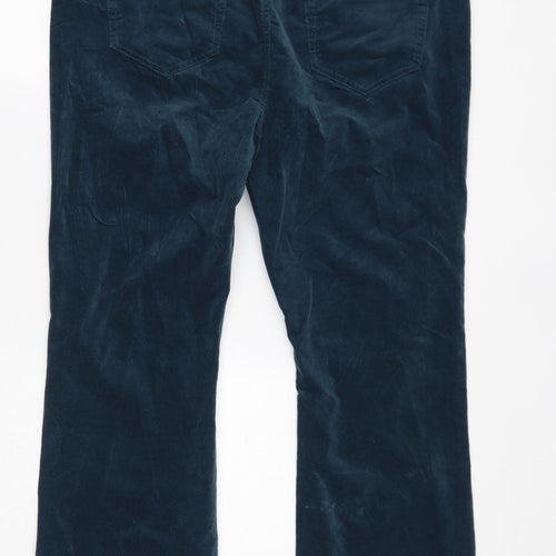 Marks and Spencer Womens Blue Cotton Trousers Size 20 L30 in Regular Zip