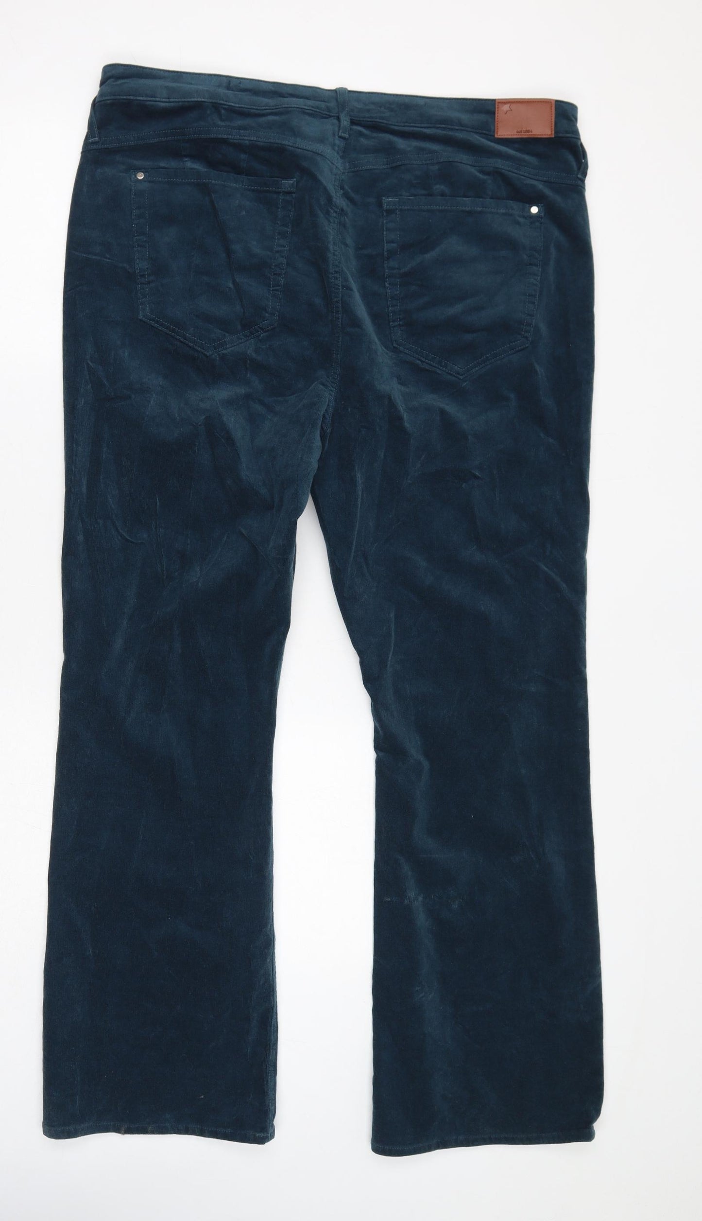 Marks and Spencer Womens Blue Cotton Trousers Size 20 L30 in Regular Zip