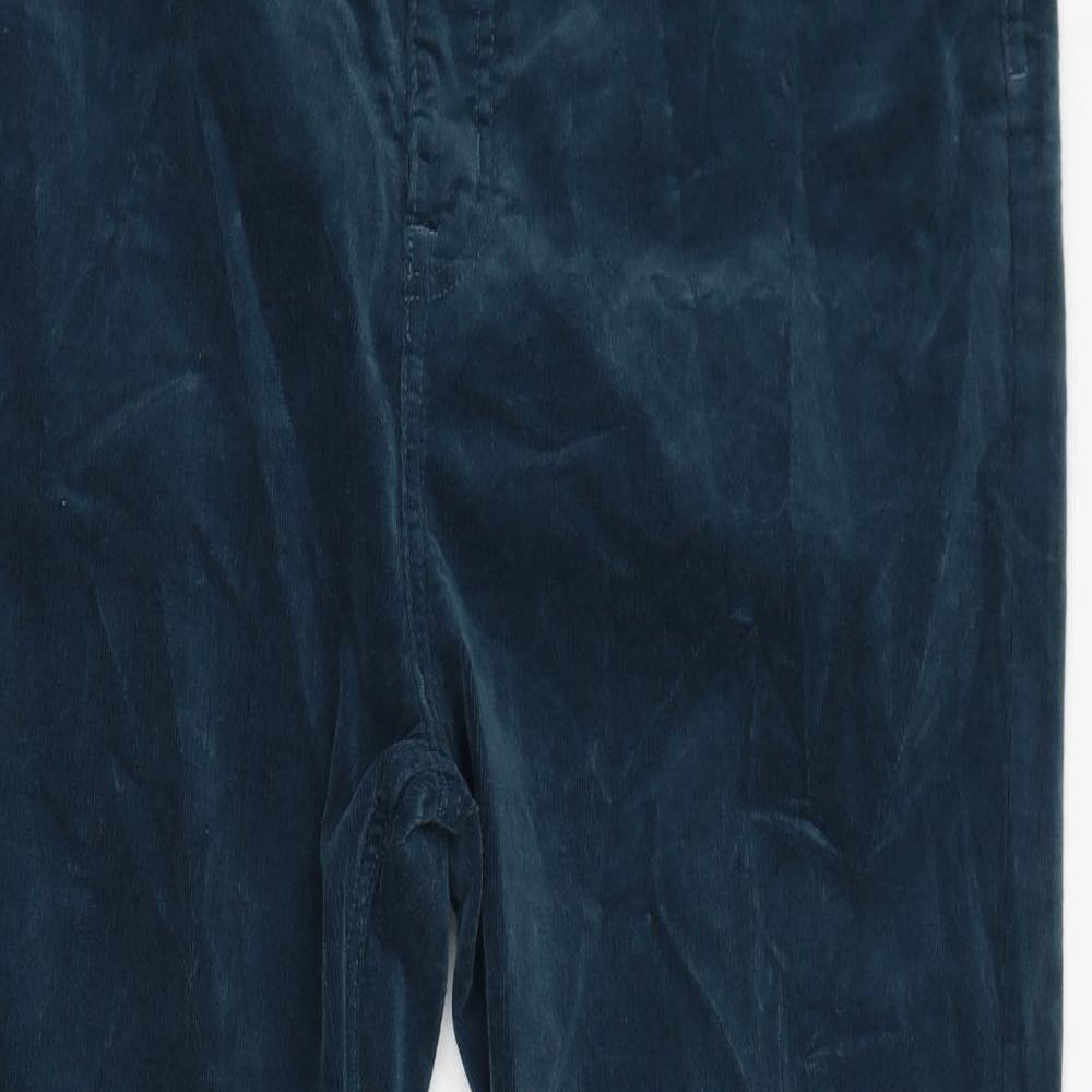Marks and Spencer Womens Blue Cotton Trousers Size 20 L30 in Regular Zip