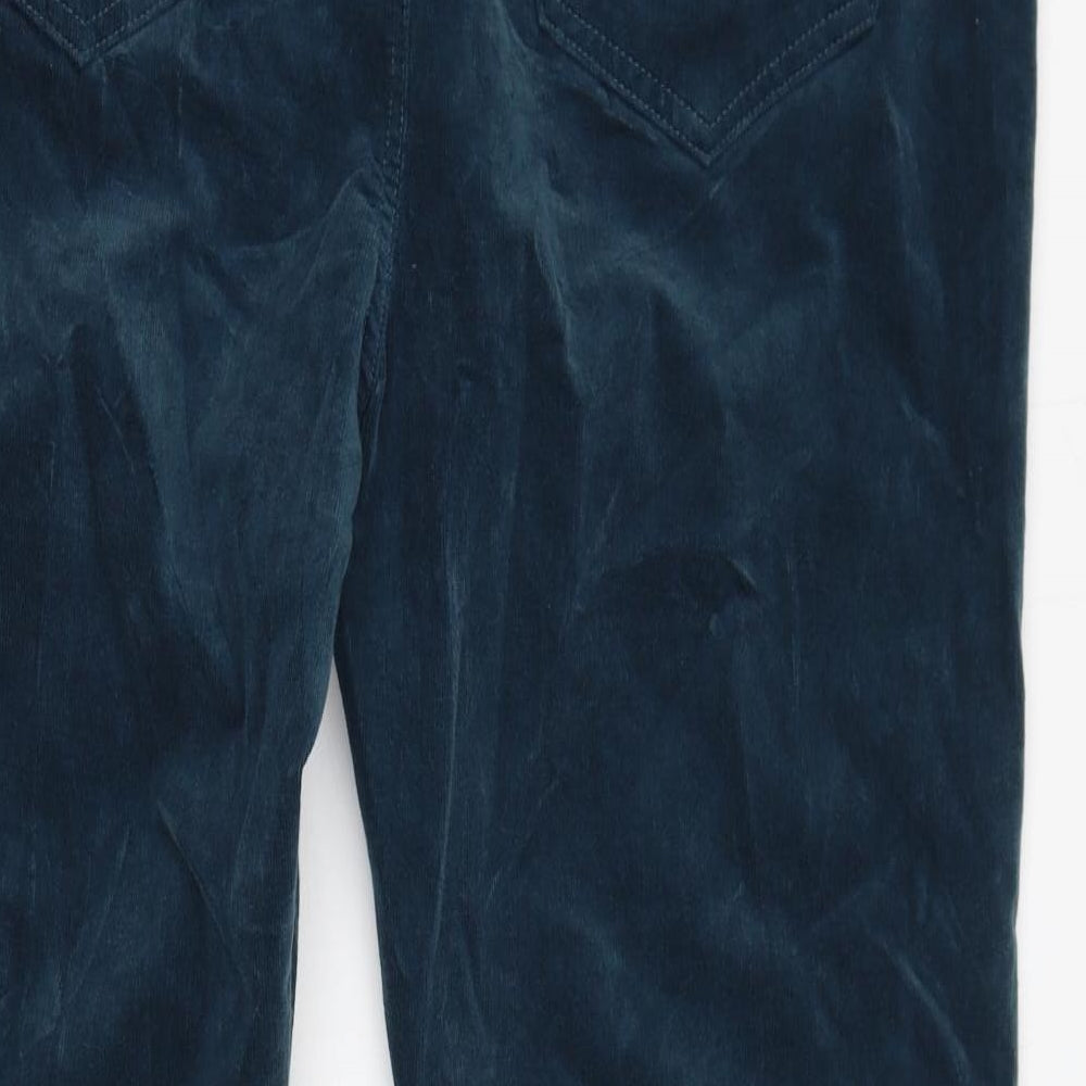 Marks and Spencer Womens Blue Cotton Trousers Size 20 L30 in Regular Zip
