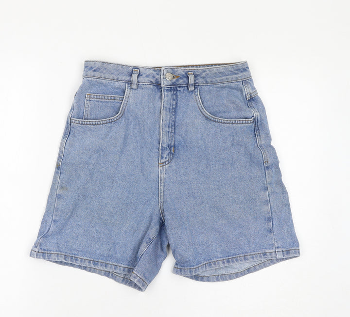 Reclaimed Vintage Womens Blue Cotton Bermuda Shorts Size 28 in L6 in Regular Zip