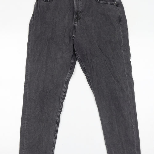 Noisy may Womens Grey Cotton Mom Jeans Size 30 L32 in Regular Zip
