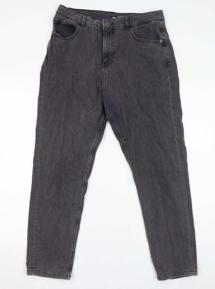 Noisy may Womens Grey Cotton Mom Jeans Size 30 L32 in Regular Zip