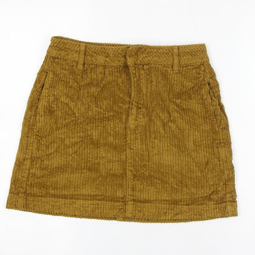 BDG Womens Yellow Cotton A-Line Skirt Size S Zip