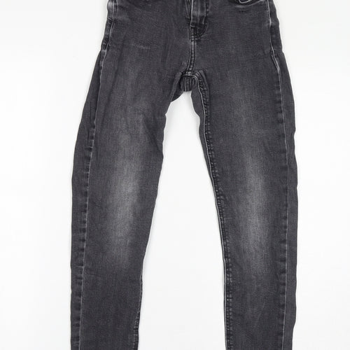 Mango Womens Grey Cotton Skinny Jeans Size 4 L27 in Regular Zip - Distressed Hem