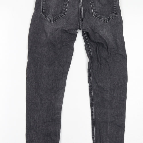 Mango Womens Grey Cotton Skinny Jeans Size 4 L27 in Regular Zip - Distressed Hem