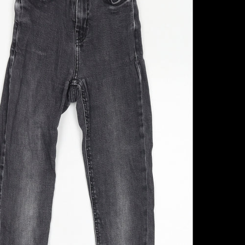 Mango Womens Grey Cotton Skinny Jeans Size 4 L27 in Regular Zip - Distressed Hem